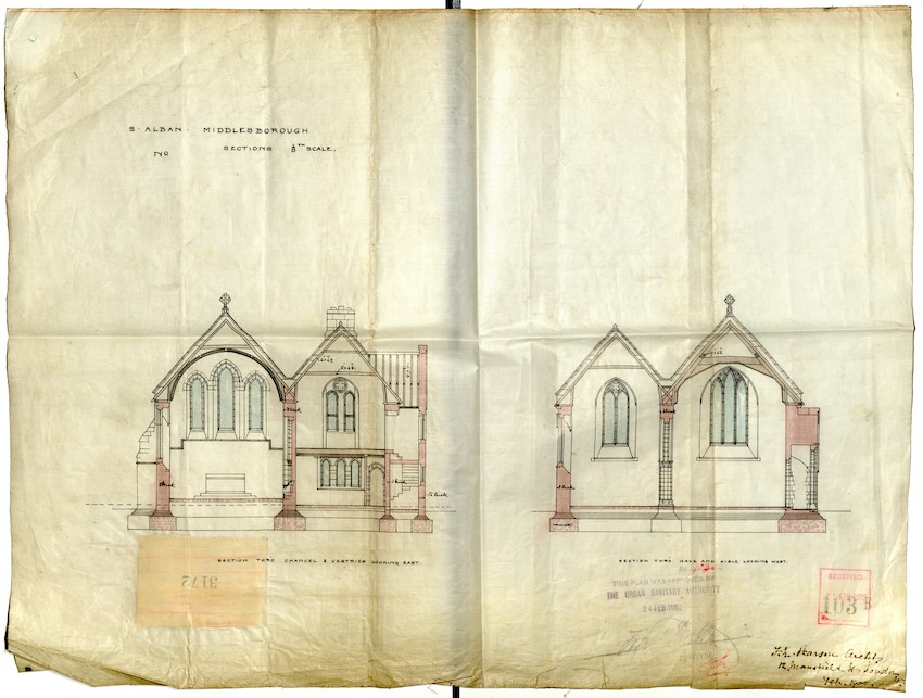 Planning drawings of St Alban the Martyr Church, 1902 (Teesside Archives)