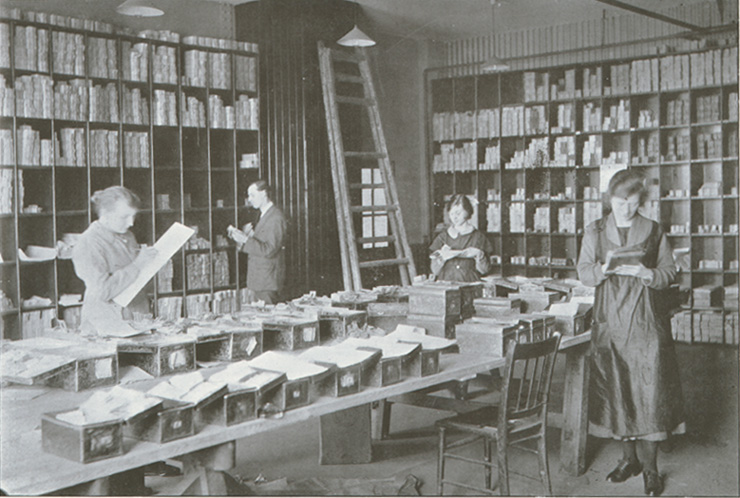 Interior view of Middlesbrough's tram ticket office and staff - Dorman Museum