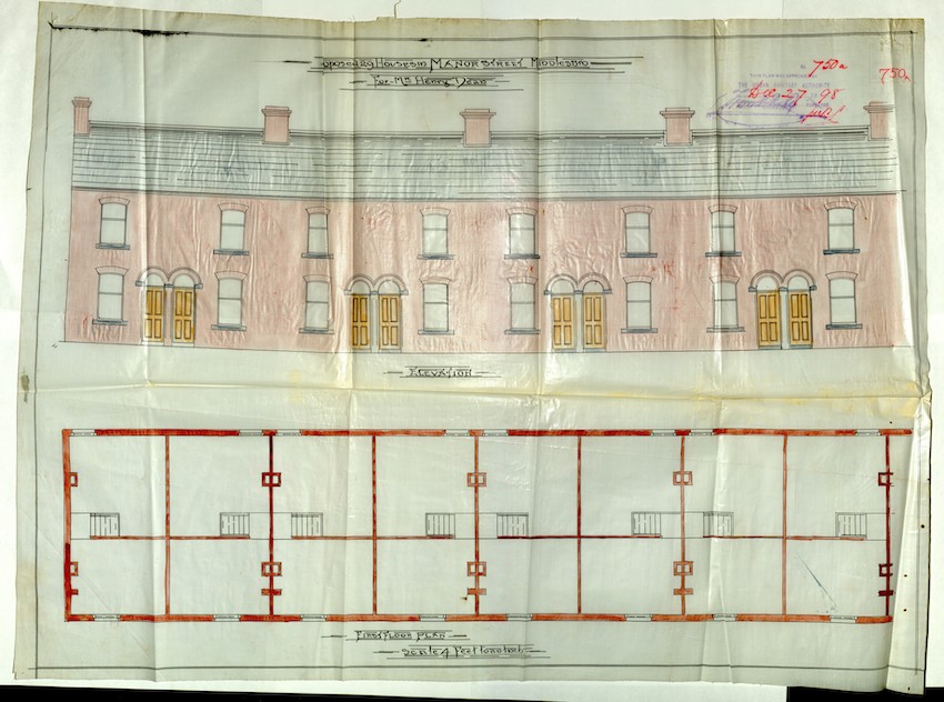 Drawings of 29 new house plans on Manor Street, Middlesbrough. 1898 (Teesside Archives)