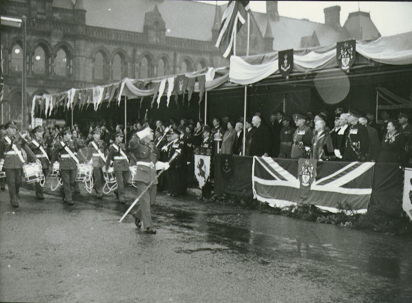 Veterans and soldiers from the Green Howards marching along Parliament Road. View looking towards Linthorpe Road - Dorman Museum