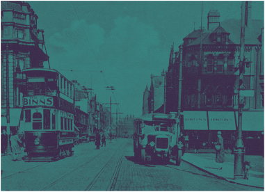 Street with tram and car